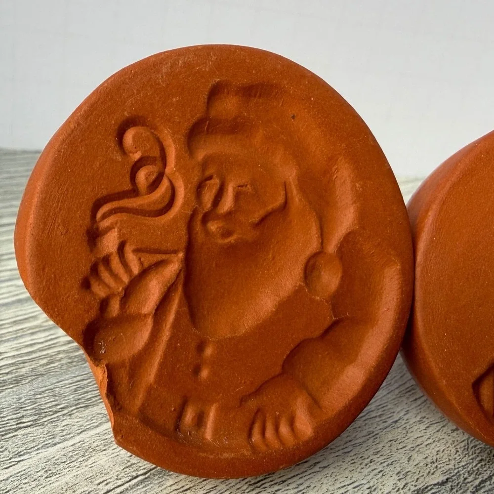 Vintage Foxcroft Terra Cotta Cookie Stamps Santa Stocking Christmas Grannycore
